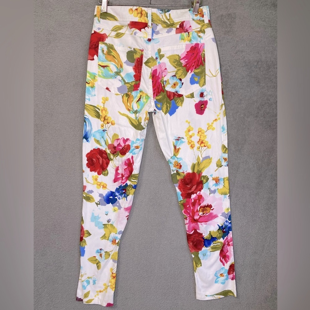 Boston Proper Floral Boho Pants Women’s Sz 4 White Multicolor Cotton - Picture 2 of 7